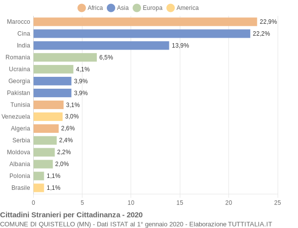 Grafico cittadinanza stranieri - Quistello 2020