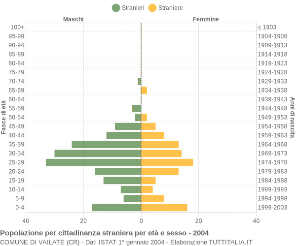 Grafico cittadini stranieri - Vailate 2004