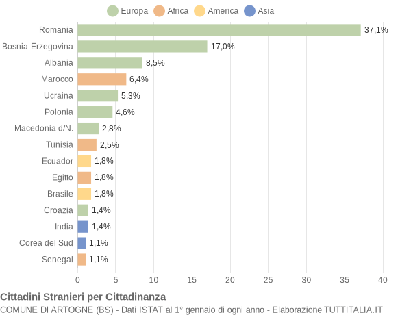 Grafico cittadinanza stranieri - Artogne 2017