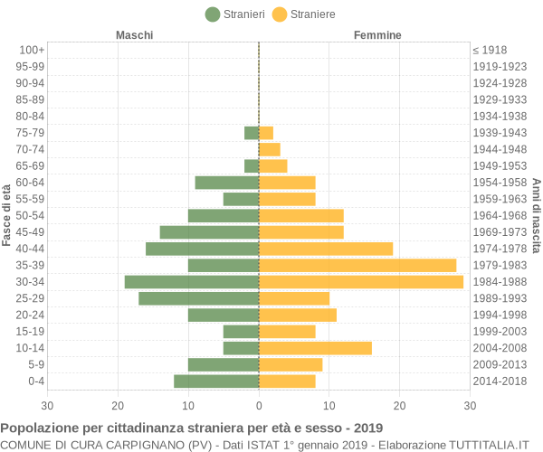 Grafico cittadini stranieri - Cura Carpignano 2019