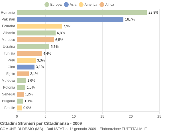 Grafico cittadinanza stranieri - Desio 2009
