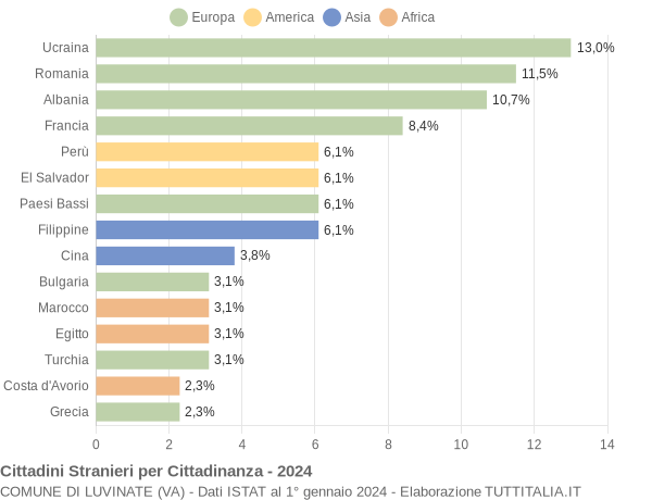 Grafico cittadinanza stranieri - Luvinate 2024