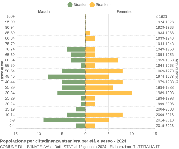 Grafico cittadini stranieri - Luvinate 2024