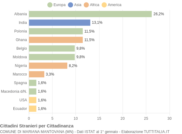 Grafico cittadinanza stranieri - Mariana Mantovana 2006