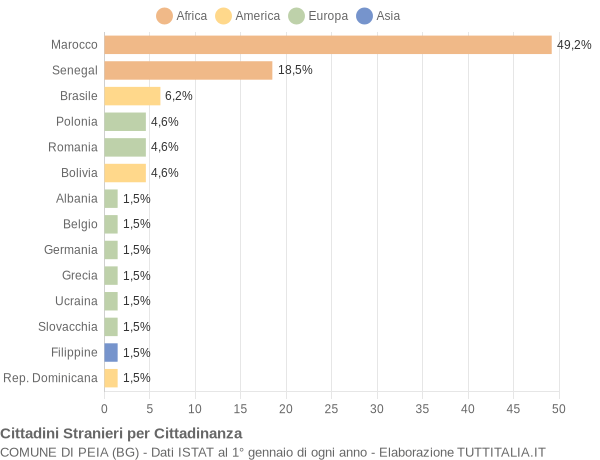 Grafico cittadinanza stranieri - Peia 2006