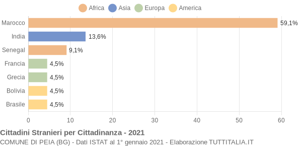 Grafico cittadinanza stranieri - Peia 2021