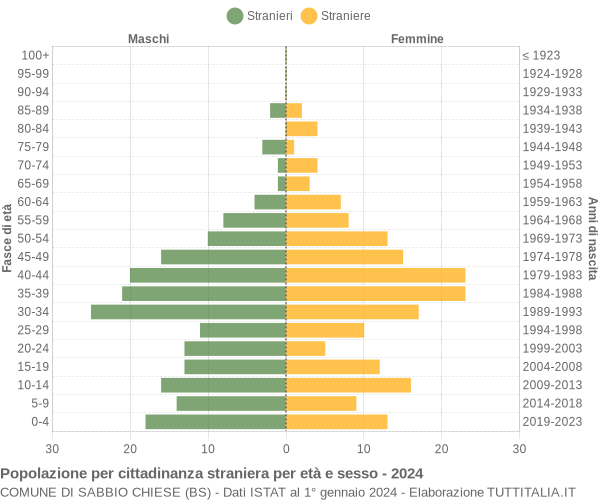 Grafico cittadini stranieri - Sabbio Chiese 2024