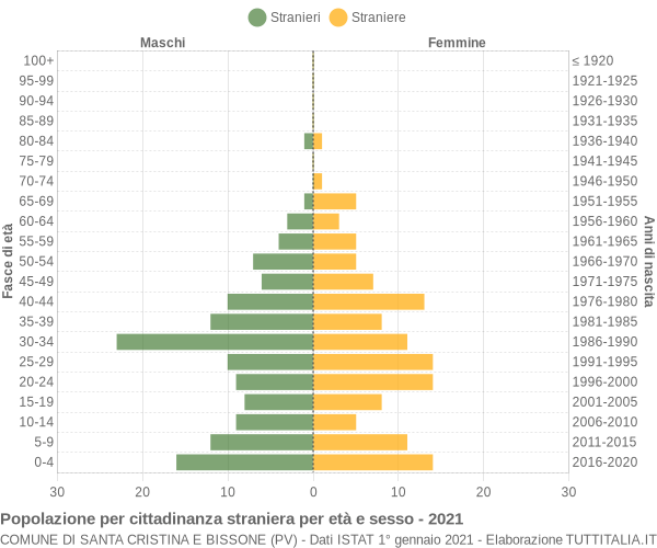 Grafico cittadini stranieri - Santa Cristina e Bissone 2021