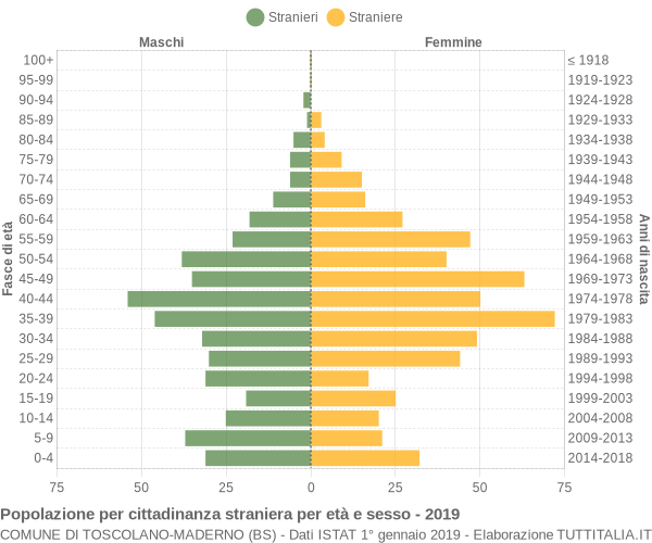 Grafico cittadini stranieri - Toscolano-Maderno 2019