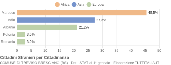 Grafico cittadinanza stranieri - Treviso Bresciano 2005