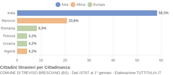 Grafico cittadinanza stranieri - Treviso Bresciano 2013