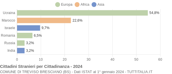 Grafico cittadinanza stranieri - Treviso Bresciano 2024