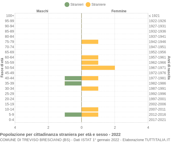 Grafico cittadini stranieri - Treviso Bresciano 2022