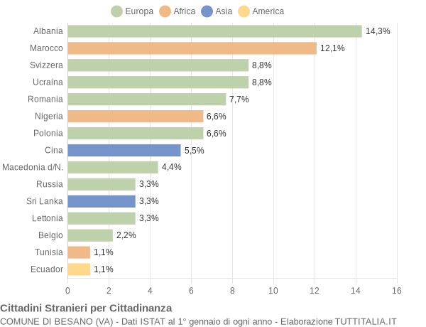 Grafico cittadinanza stranieri - Besano 2017