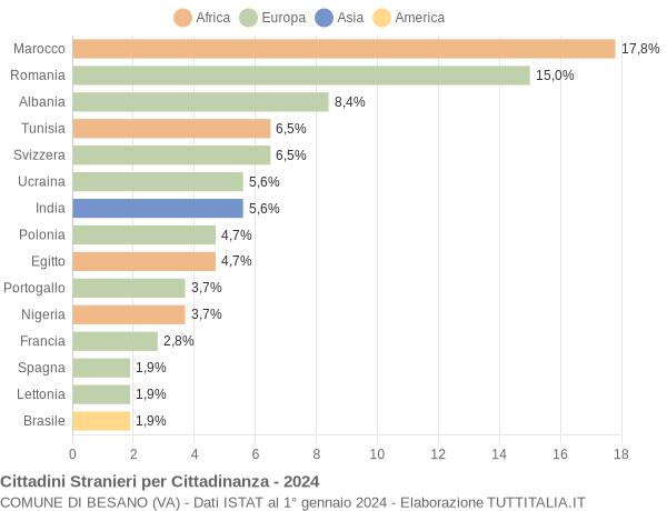 Grafico cittadinanza stranieri - Besano 2024