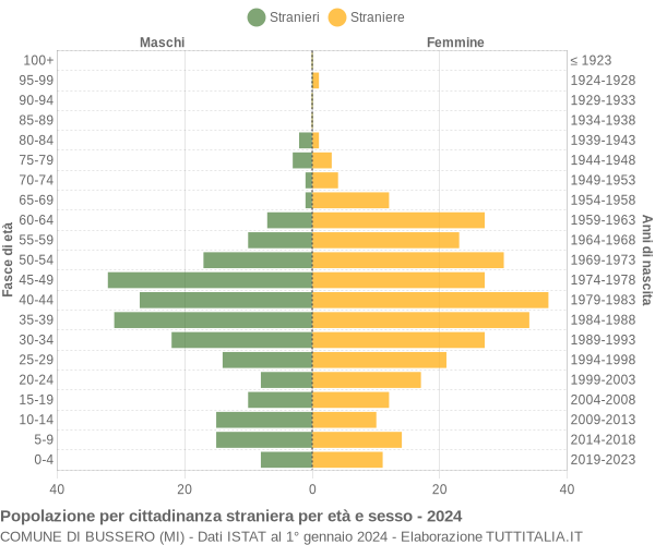 Grafico cittadini stranieri - Bussero 2024