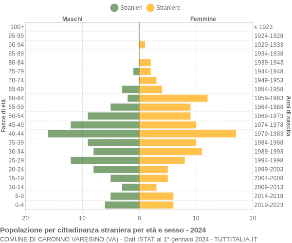 Grafico cittadini stranieri - Caronno Varesino 2024