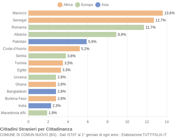 Grafico cittadinanza stranieri - Comun Nuovo 2013