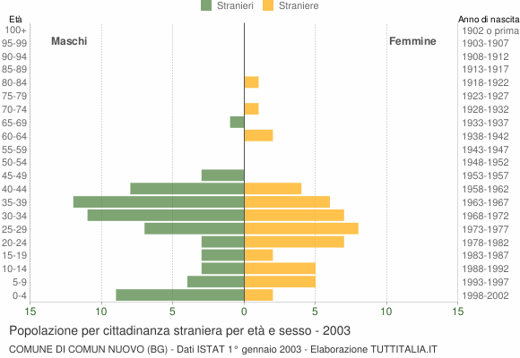 Grafico cittadini stranieri - Comun Nuovo 2003