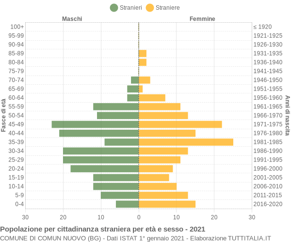 Grafico cittadini stranieri - Comun Nuovo 2021