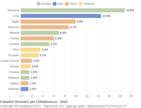 Grafico cittadinanza stranieri - Gambolò 2024