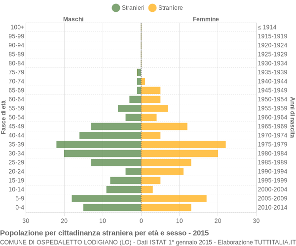 Grafico cittadini stranieri - Ospedaletto Lodigiano 2015