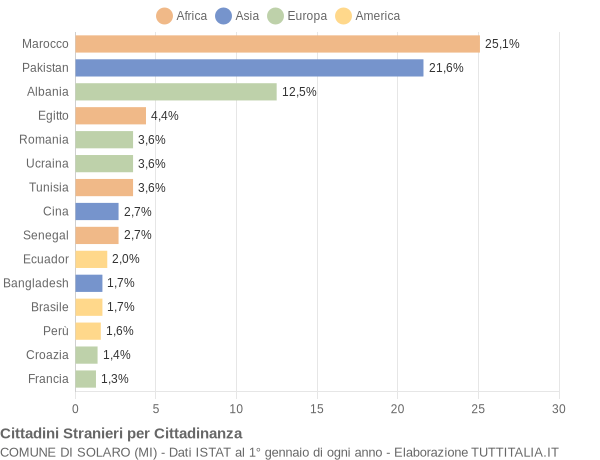 Grafico cittadinanza stranieri - Solaro 2005