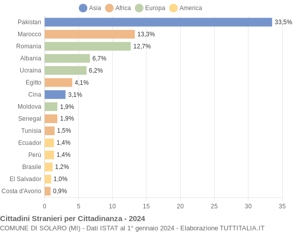 Grafico cittadinanza stranieri - Solaro 2024