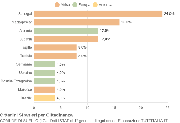 Grafico cittadinanza stranieri - Suello 2005