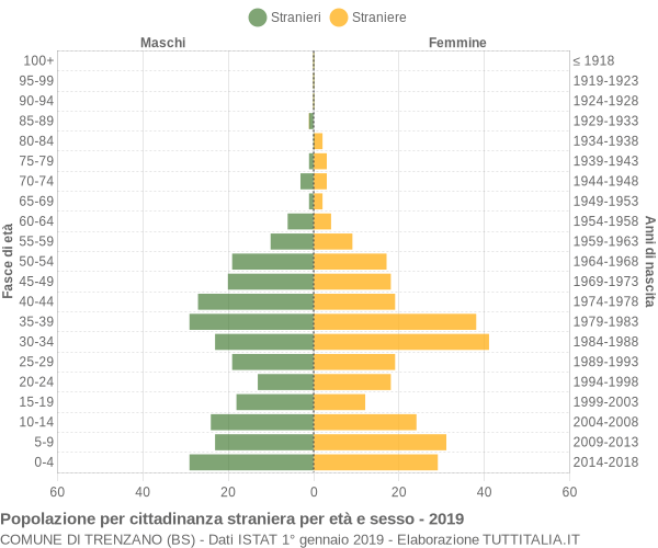 Grafico cittadini stranieri - Trenzano 2019