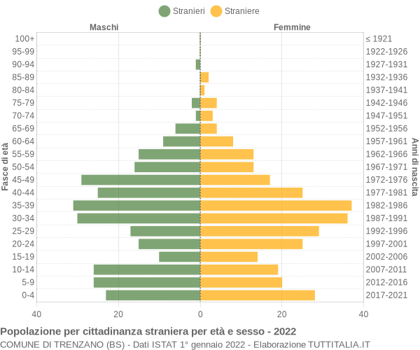 Grafico cittadini stranieri - Trenzano 2022