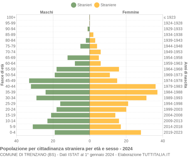 Grafico cittadini stranieri - Trenzano 2024