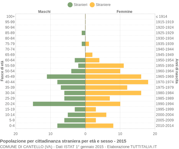 Grafico cittadini stranieri - Cantello 2015