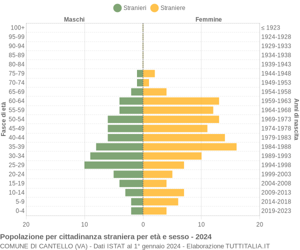 Grafico cittadini stranieri - Cantello 2024