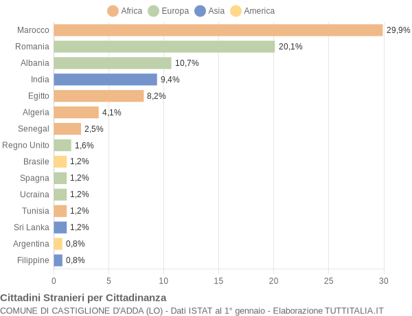 Grafico cittadinanza stranieri - Castiglione d'Adda 2008