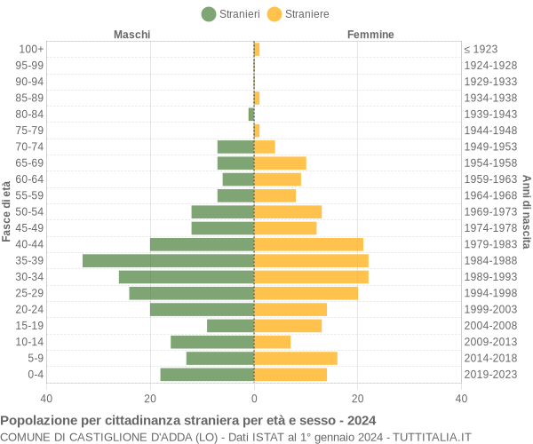 Grafico cittadini stranieri - Castiglione d'Adda 2024