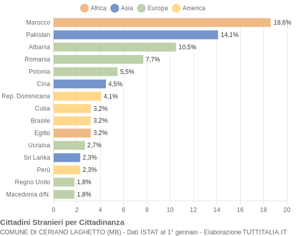 Grafico cittadinanza stranieri - Ceriano Laghetto 2007