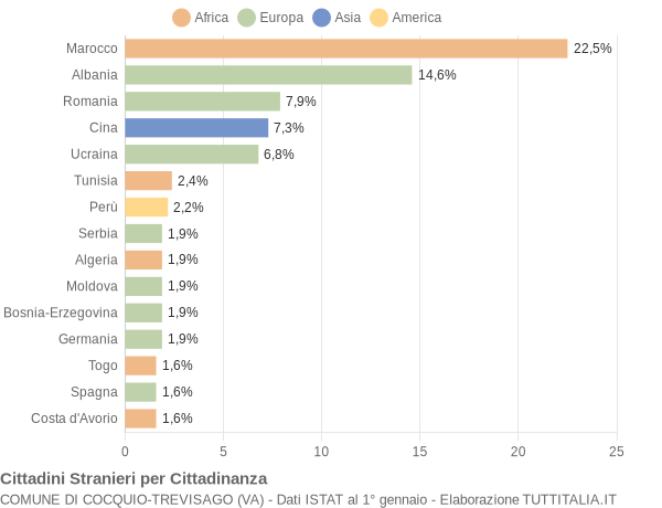 Grafico cittadinanza stranieri - Cocquio-Trevisago 2021