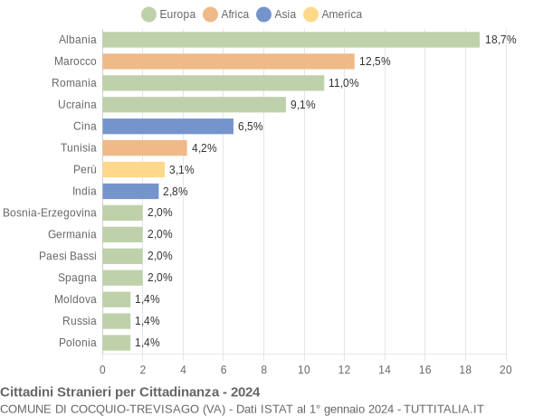 Grafico cittadinanza stranieri - Cocquio-Trevisago 2024