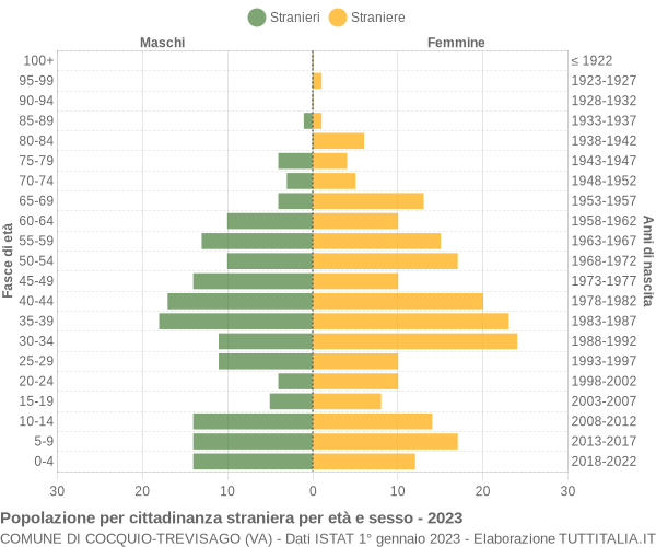 Grafico cittadini stranieri - Cocquio-Trevisago 2023