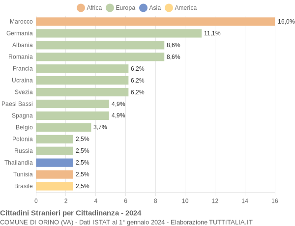 Grafico cittadinanza stranieri - Orino 2024