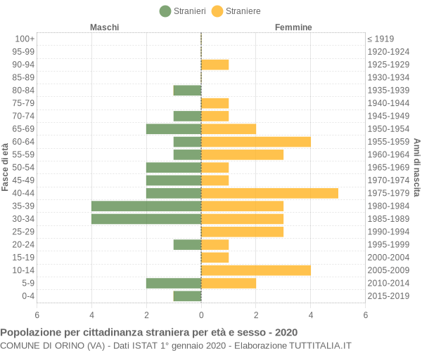 Grafico cittadini stranieri - Orino 2020