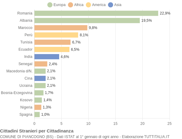 Grafico cittadinanza stranieri - Piancogno 2019