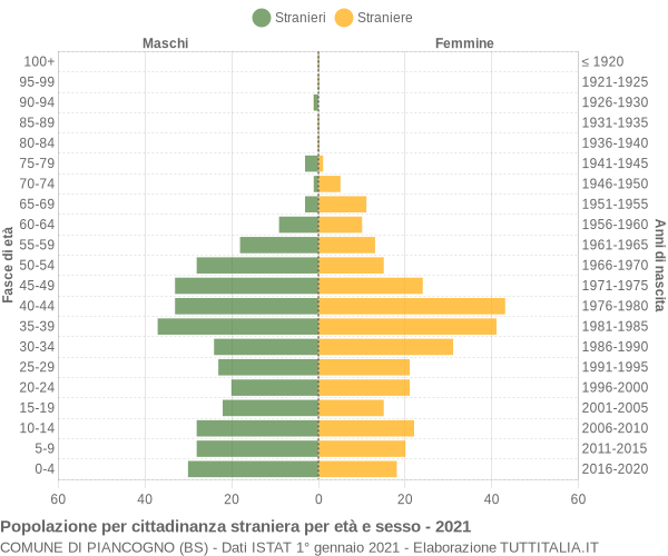 Grafico cittadini stranieri - Piancogno 2021