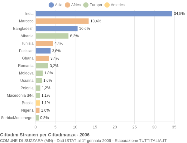 Grafico cittadinanza stranieri - Suzzara 2006