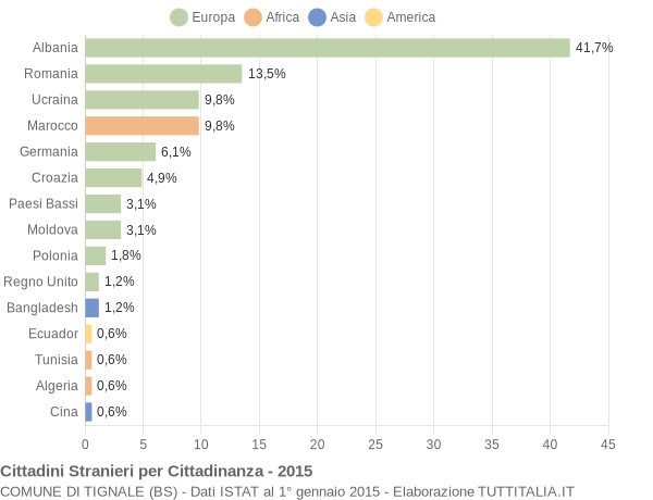 Grafico cittadinanza stranieri - Tignale 2015