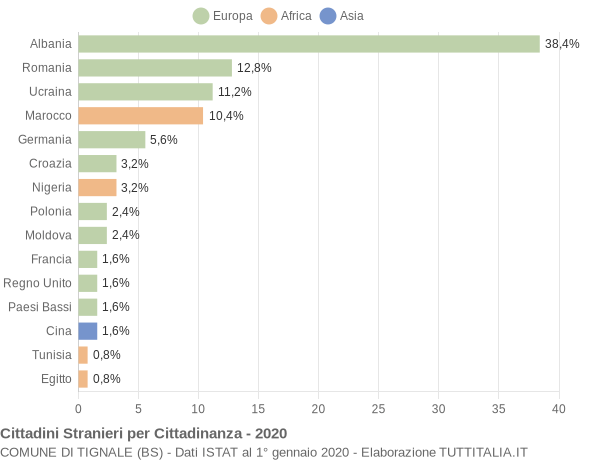 Grafico cittadinanza stranieri - Tignale 2020