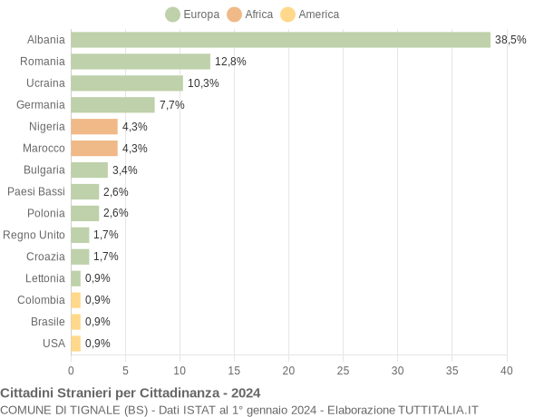 Grafico cittadinanza stranieri - Tignale 2024