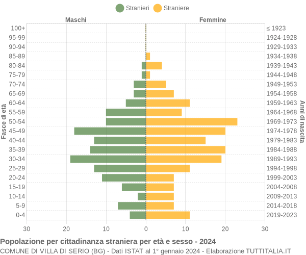 Grafico cittadini stranieri - Villa di Serio 2024