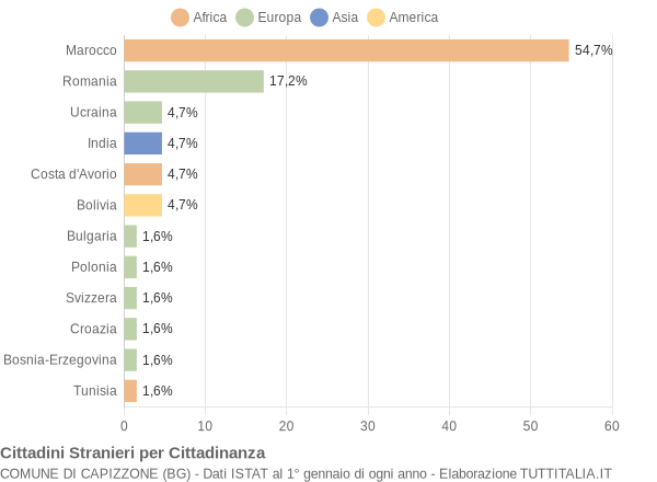 Grafico cittadinanza stranieri - Capizzone 2004